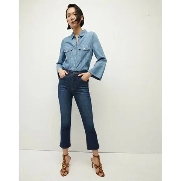 Veronica Beard Jeans Womens 25 Carly Kick Flare High Rise Blue Stretch Casual - Picture 1 of 14